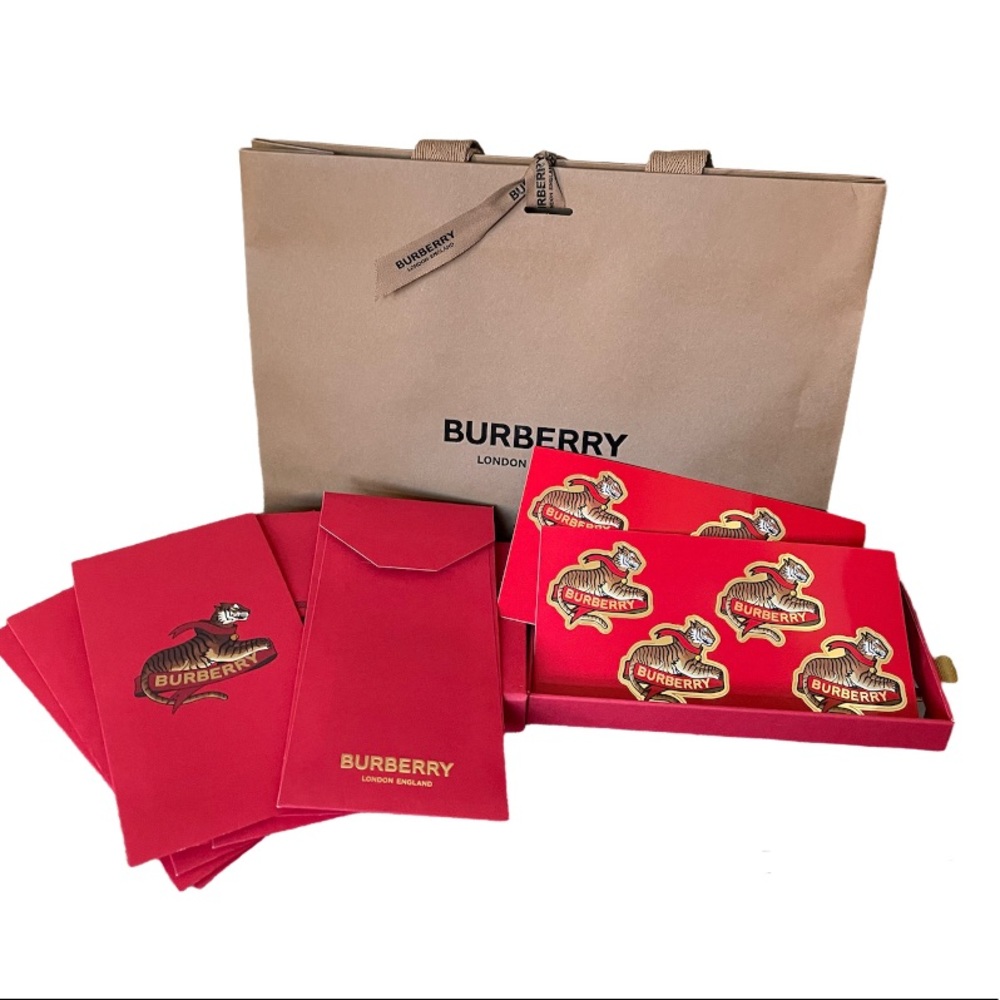 Burberry: Luna New Year box, cash/ check envelopes, stickers & bag